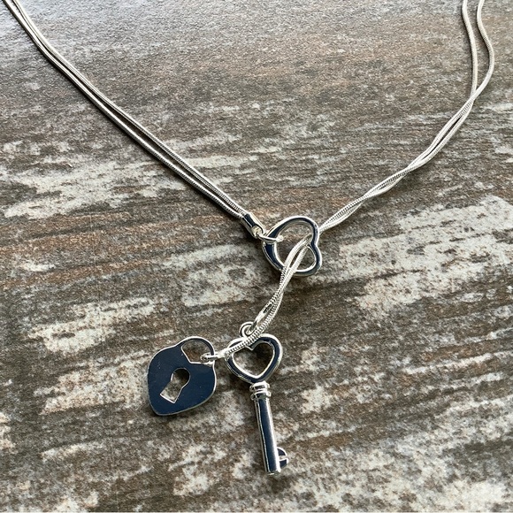 NWT, Sterling Silver Lock n Key through a heart necklace. - Picture 3 of 12